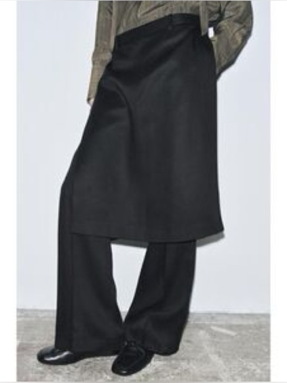Zara Black Layered Skirt-overlay pant
